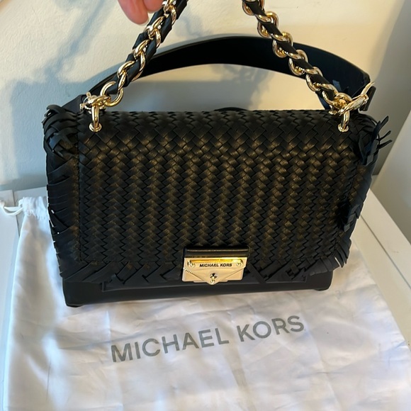 NWT MICHAEL KORS CECE MEDIUM BLACK CHAIN SHOULDER BAG - Picture 3 of 13